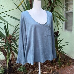 WRAP London Blue Long Sleeve Tshirt natural fabric